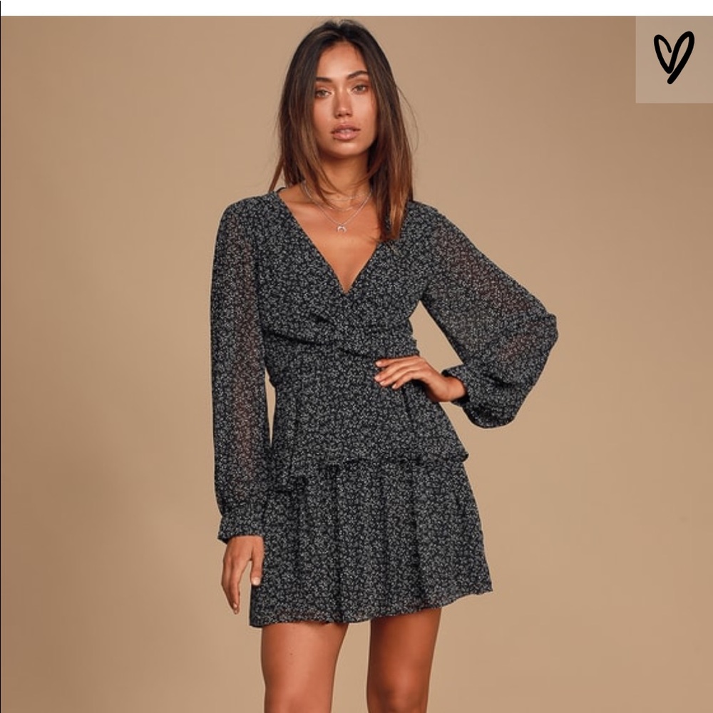 Lulus black floral dress